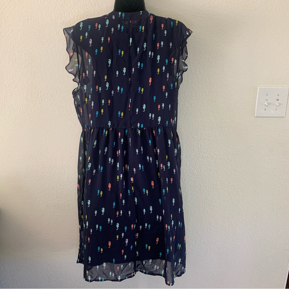 MODCLOTH Dress & Slip Size XL Navy Sheer Pintucked Seahorse Expert in your Zeal - Picture 14 of 16